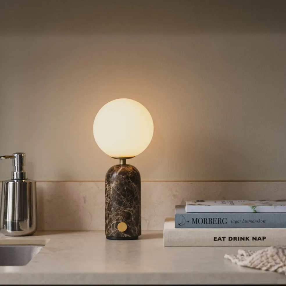Torrano bærbar bordlampe, beige travertine