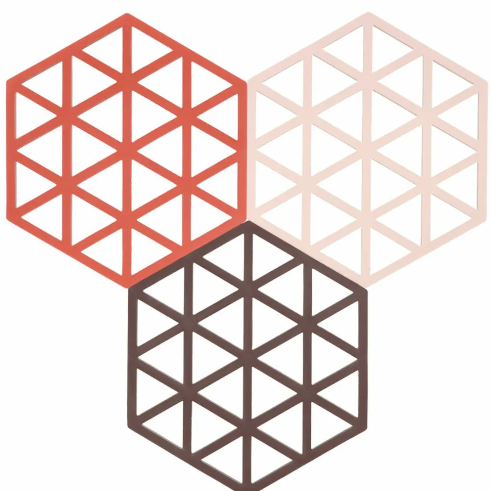 Triangles gryteunderlag 3-pk, burned red/rose/kalamata