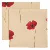 Vallmo serviett 45 x 45 cm 2-pakning, beige/rød