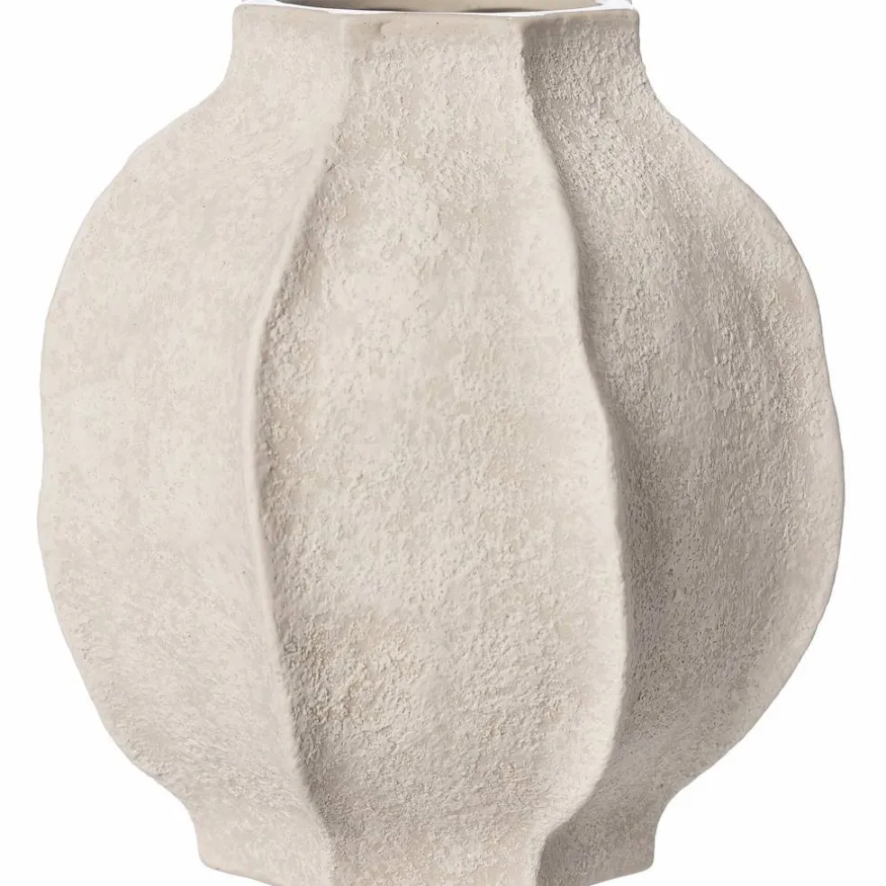 Vase steintøy 18 cm, naturhvit
