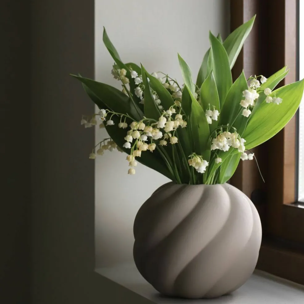 Vase Twist Ball 12 cm, sand