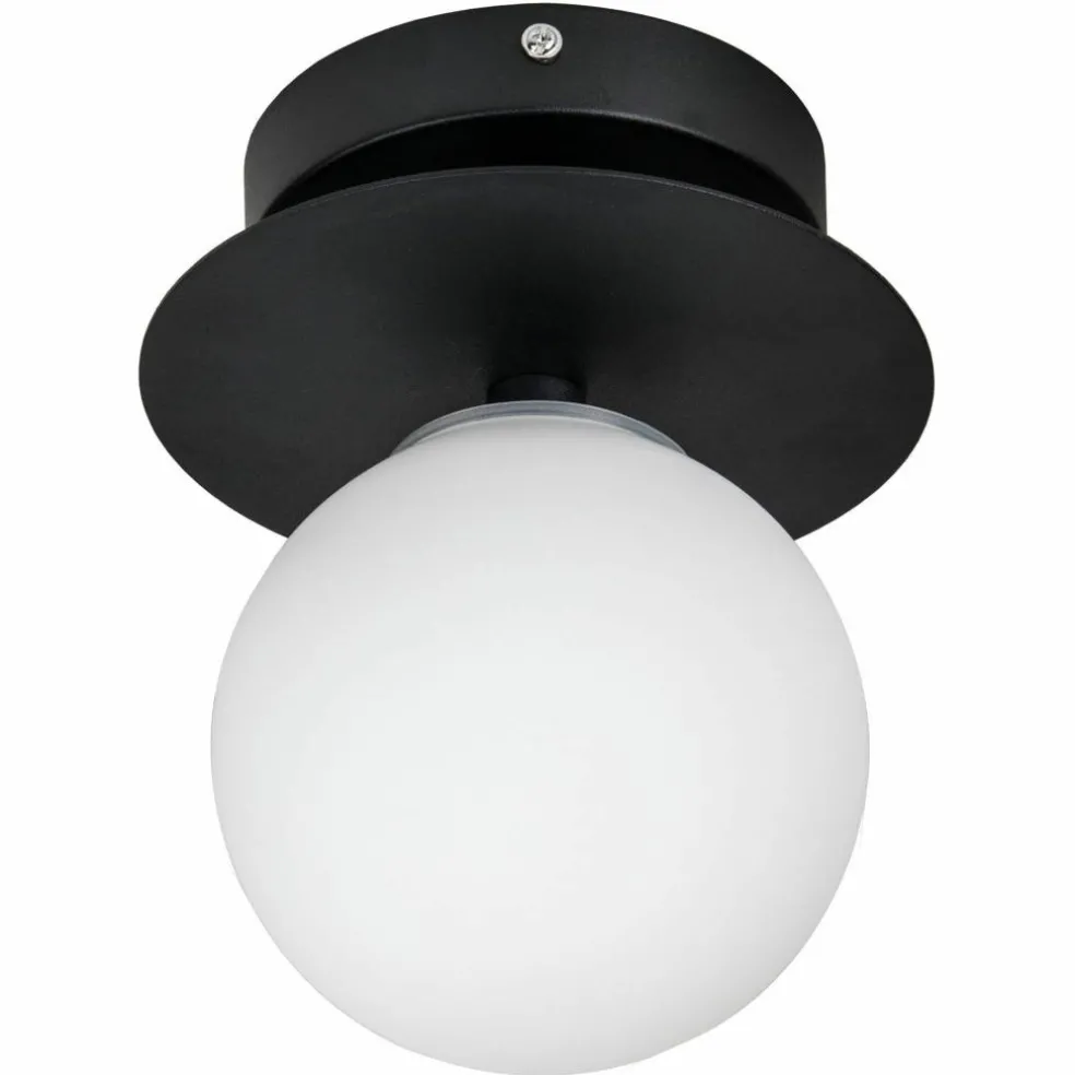 Vegglampe / plafond Art Deco 24 cm, svart/hvit