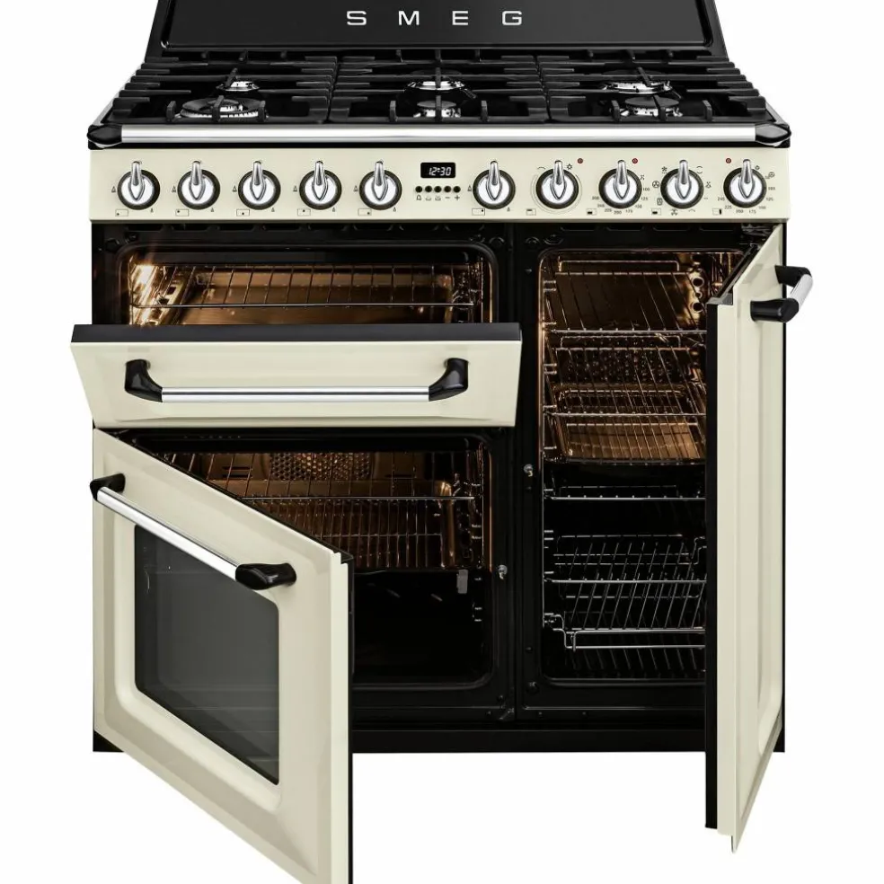 Victoria Gasskomfyr 90 cm med 3 Ovner, Creme