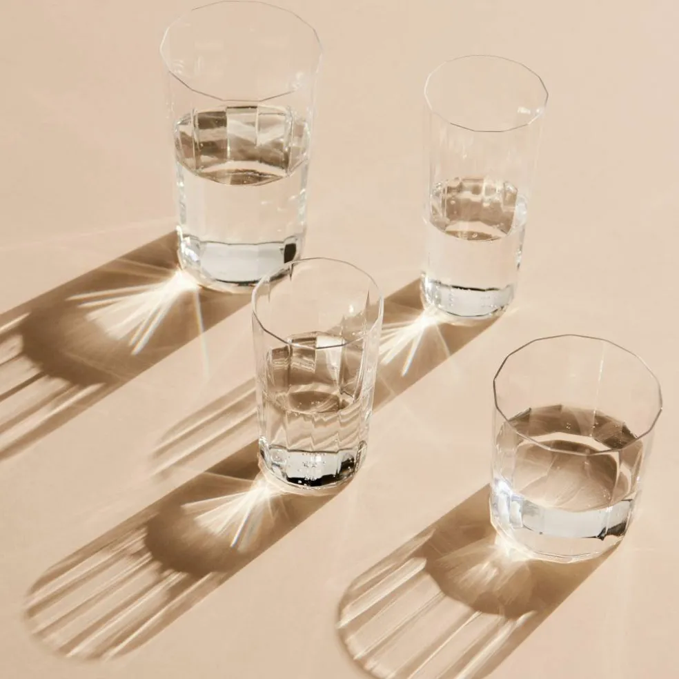 Vinklet glass 4 stk (medium), klart