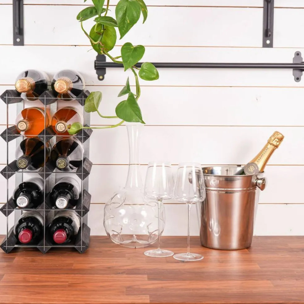Vinstativ Påbyggingsbart 42 flasker Black Ash