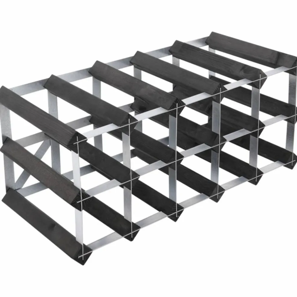 Vinstativ Påbyggingsbart 90 flasker Black Ash