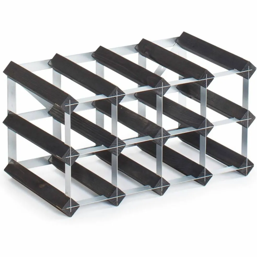 Vinstativ Påbyggingsbart 15 flasker Black Ash