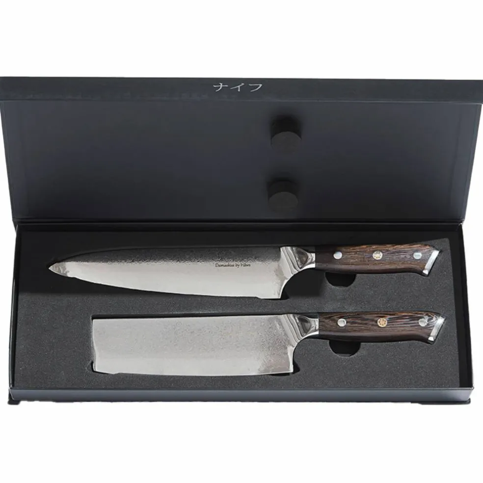 Wengè knivsett 2 deler, kokkekniv 32 cm + grønnsakskniv 30 cm