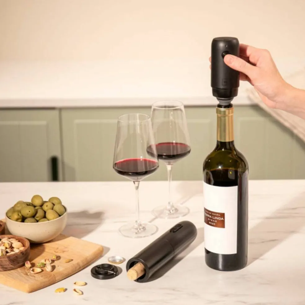 Wine Saver elektrisk vinpumpe, svart