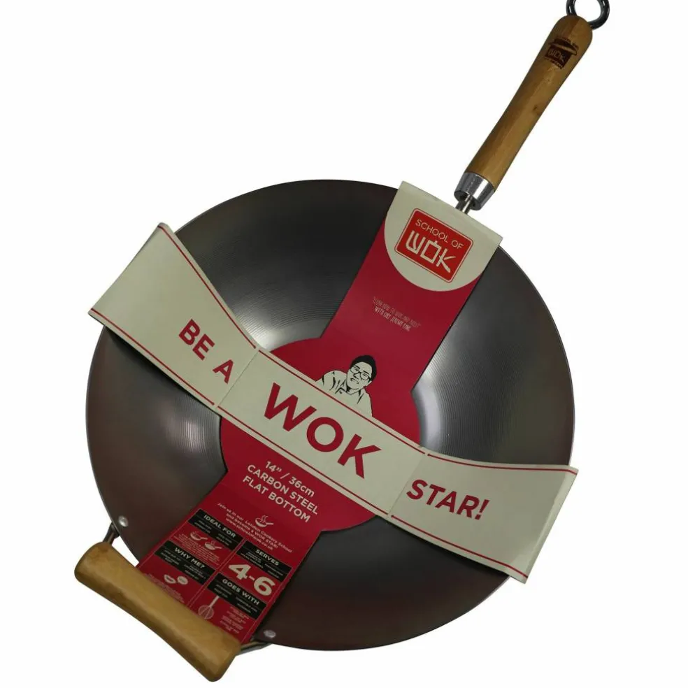 Wok i kullstål 36 cm.