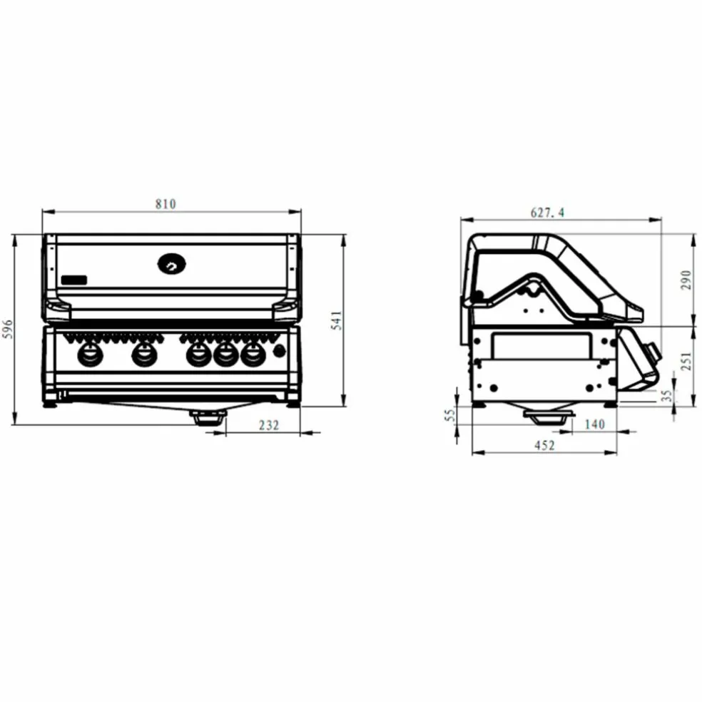 X402 innbyggingsgrill, svart